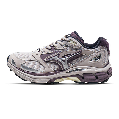 Mizuno Cushioning, Slip Resistant, And Abrasion Resistant Low Top Running Shoes Unisex Light Gray Purple