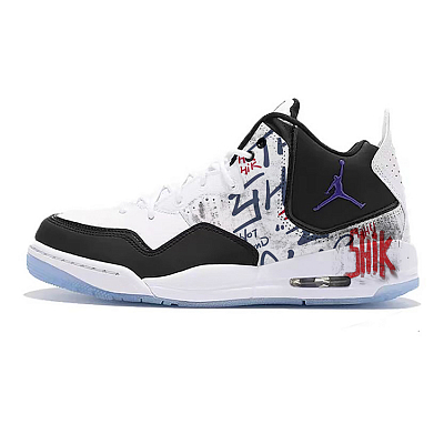 Jordan Courtside 23 Cushioned Slip-Resistant Breathable Mid-Top Vintage Basketball Shoes Men's Black White Red