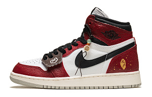 Jordan Air Jordan 1 Waterproof High Top Vintage Basketball Shoes GS Black Red White 1 2892845