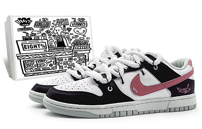 Nike Dunk 'Pure Platinum' Cushioned Abrasion-Resistant Slip-Resistant Low-Top Skateboard Shoes Men's Black Pink