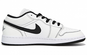 Jordan Air Jordan 1 Low Cushioning Slip Resistant Low Top Vintage Basketball Shoes Women's White Black 1 2895086