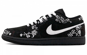 Jordan Air Jordan 1 Slip-Resistant Low-Top Vintage Basketball Shoes Men's Black White