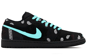 Jordan Air Jordan 1 Slip-Resistant Low-Top Vintage Basketball Shoes Men's Black White Green 1 2896264