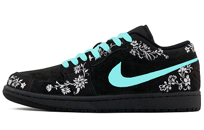 Jordan Air Jordan 1 Anti-Slip Wear-Resistant Low-Top Vintage Basketball Shoes Men's Black White Green