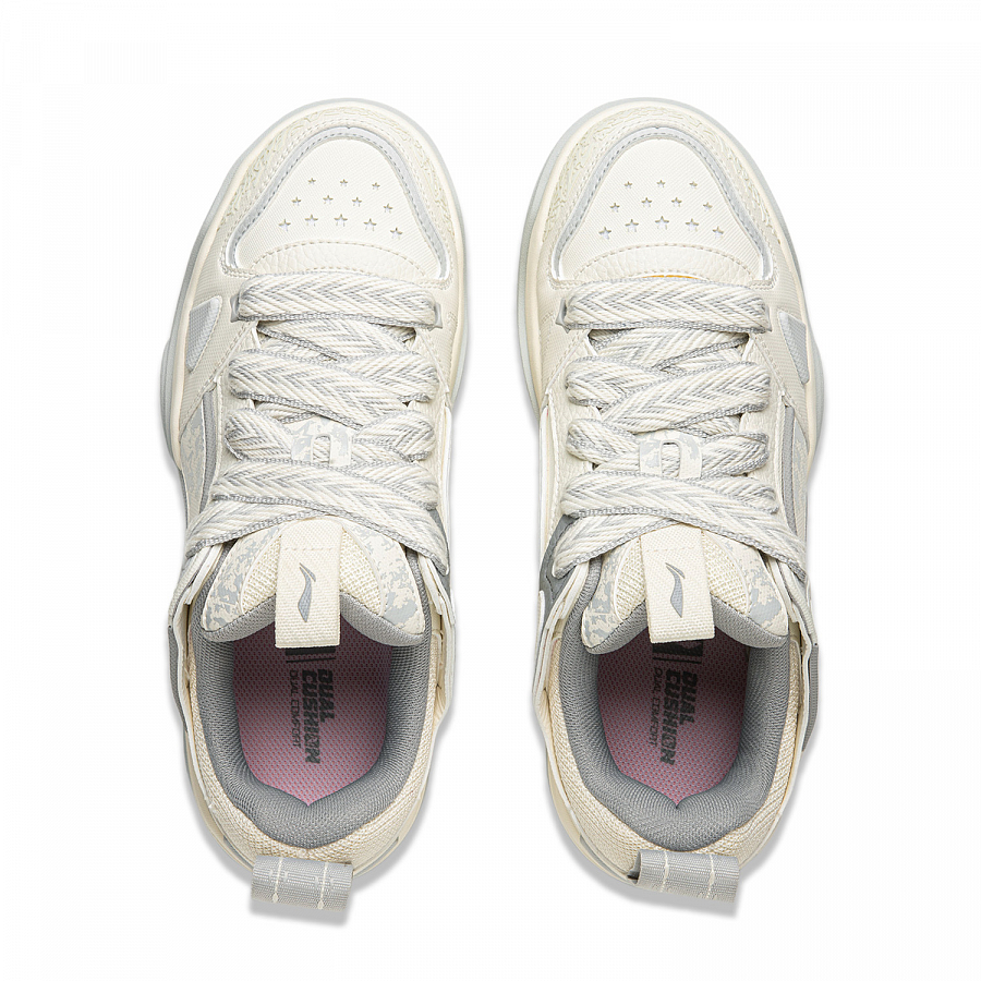 LiNing Jingcheng 2.0 V2 Slip Resistant Cushioning Wear Resistant Height Increasing Low Top Skateboard Shoes Men's Ecru купить в интернет-магазине Yoocart с быстрой доставкой по России.