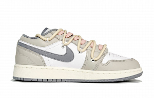 Jordan Air Jordan 1 Slip Resistant, Abrasion Resistant, Waterproof Low Top Vintage Basketball Shoes GS White Brown Pink 1 2897458