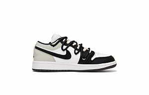Jordan Air Jordan 1 Puppy Fragment Low Top Vintage Basketball Shoes Men's Black White Gray 1 2897587