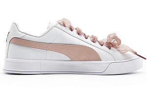 PUMA Smash Vulc Classic Anti-Slip And Wear-Resistant Lightweight Low-Top Skateboard Shoes Unisex White Pink 1 2897844