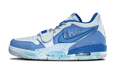 Jordan Legacy 312 Monet Starry Night Cushioned Slip-Resistant Low-Top Vintage Basketball Shoes Men's Lake Blue