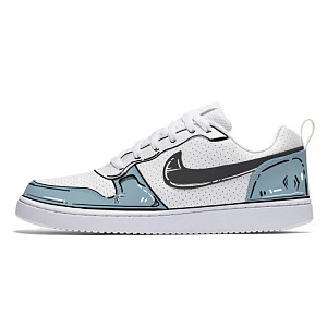 Nike Court Borough Anti-Slip And Wear-Resistant Water-Resistant Low-Top Skateboard Shoes Men's Black White Blue