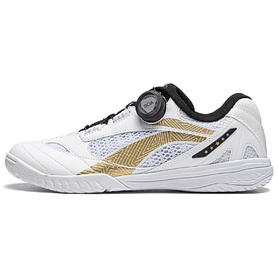 LiNing Abrasion Resistant Functionality Low Top Table Tennis Shoes Unisex White Gold Black