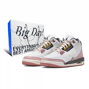 Jordan Air Jordan 3 Cushioned Slip-Resistant Abrasion-Resistant Mid-Top Vintage Basketball Shoes Women's Pink