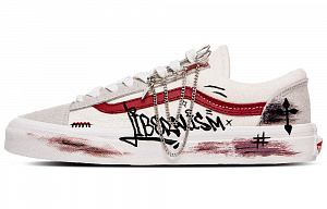 Vans Style 36 Anti Slip Wear Resistant Low Top Skateboard Shoes Unisex White Red Black