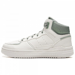 LiNing Qingyun Anti-Slip Wear-Resistant Breathable Height Increasing Rebound High-Top Casual Shoes Women's White Green