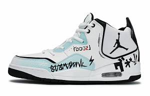 Jordan Courtside 23 Anti-Slip Wear-Resistant Mid-Top Vintage Basketball Shoes Men's White Blue And Black 1 2905973