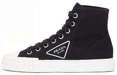 PRADA Canvas Shoes Women's High-Top Black
