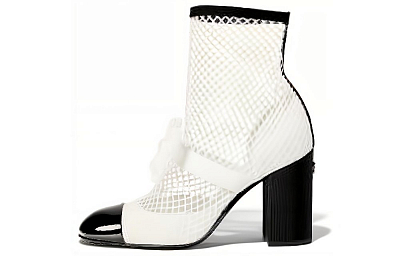 CHANEL Ankle Boots 9cm Women's White Black