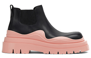 Bottega Veneta Tire Ankle Chelsea Boot Black Pink Women's 1 2907242