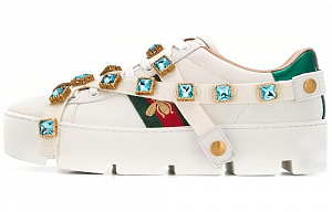 GUCCI Women's Ace Platform 'White Gems' Women's
