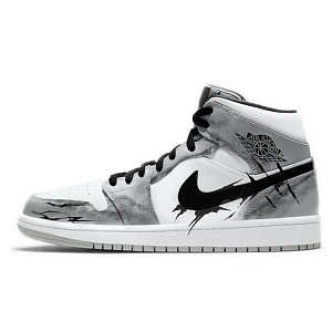 Jordan Air Jordan 1 Anti-Slip And Wear-Resistant Breathable Mid-Top Vintage Basketball Shoes Men's Smoke Gray