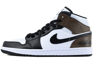 Jordan Air Jordan 1 Slip-Resistant High-Top Vintage Basketball Shoes Men's Black Brown 1 2908288