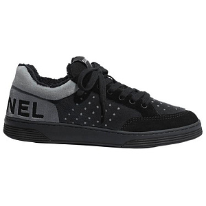 CHANEL Low Top Stylish Skateboarding Shoes Women's Black & Gray Patchwork 1 2908537