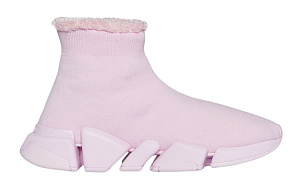 Balenciaga Speed 2.0 Recycled Knit Fake Fur Pink Women's 1 2910367