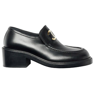 CHANEL Cc 55mm Loafers Black Shiny Calfskin Women's 1 2910646
