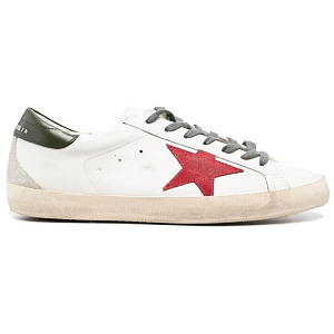 Golden Goose Super-Star Low-Top Stylish Skateboarding Shoes Men's White Red Vintage Version 1 2911240