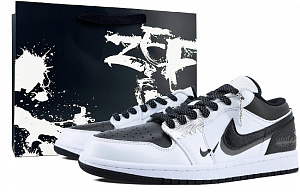 Jordan Air Jordan 1 Anti-Slip Wear-Resistant Low-Top Vintage Basketball Shoes Men's White Black