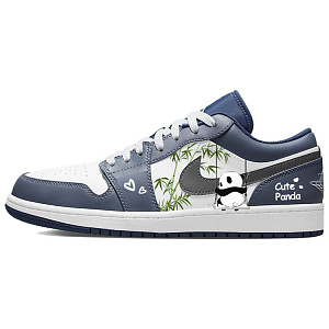 Jordan Air Jordan 1 Cute Panda Lazy Panda Cushioned Slip-Resistant Low-Top Vintage Basketball Shoes Men's Marine Blue