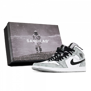 Jordan Air Jordan 1 Vintage Basketball Shoes Men's Mid top Gray/White