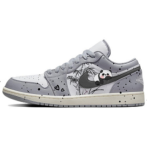 Jordan Air Jordan 1 Anti-Slip Wear-Resistant Low-Top Vintage Basketball Shoes Men's Gray White