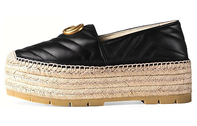 GUCCI Leather Espadrille With Double G