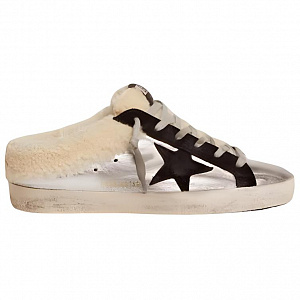 Golden Goose Super-Star Sabot Wrap-toe Slippers Women's Silver Old-fashioned 1 2913707