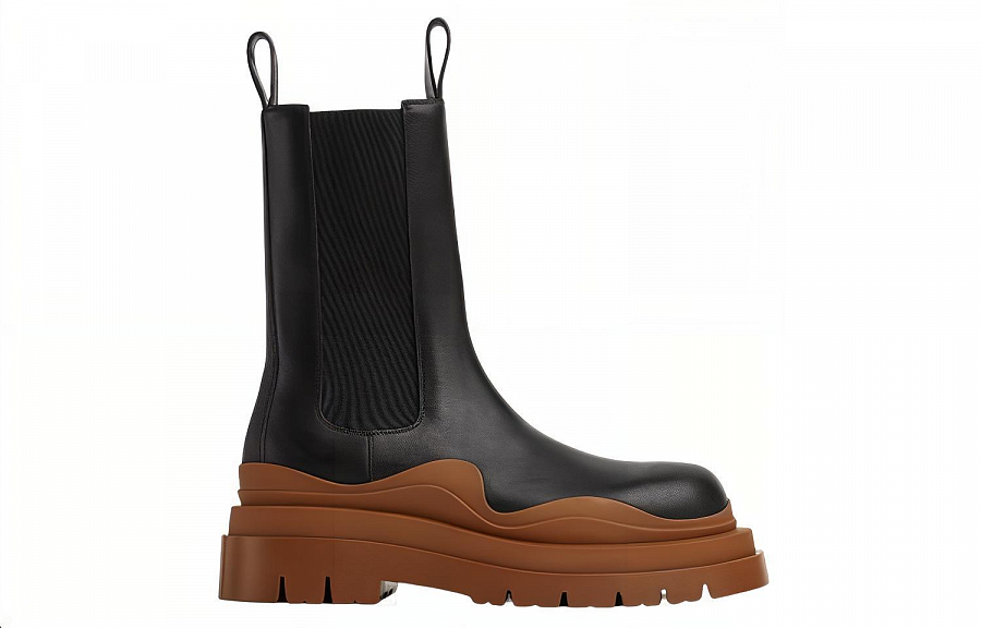 Bottega Veneta Tire Short Chelsea Boots Men's Black