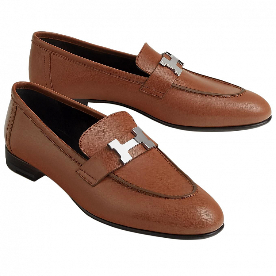 HERMES Paris Loafers Women's Dark Brown