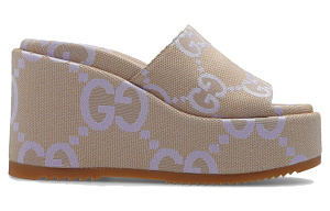 GUCCI Women's Platform Sandal 'Jumbo Gg Beige Lapis' Women's 1 2915638