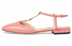 GUCCI Double G Ballet Flats Pink Leather Women's