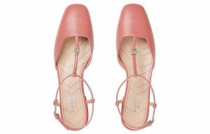 GUCCI Double G Ballet Flats Pink Leather Women's 3 2915986