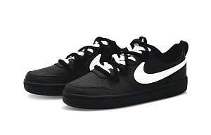 Nike Court Borough 2 Non slip Lightweight Low Top Skateboard Shoes Women's Black White 2 2916041