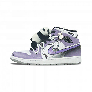 Jordan Air Jordan 1 Cushioning Mid-Top Vintage Basketball Shoes Men's White Purple