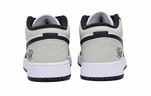 Jordan Air Jordan 1 Puppy Fragment Anti-Slip Wear-Resistant Low-Top Vintage Basketball Shoes Women's Black Gray 3 2916233