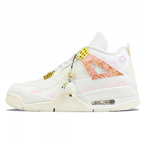 Jordan Air Jordan 4 Abrasion Resistant Mid Top Vintage Basketball Shoes Women's White Pink