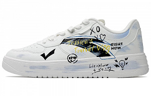 Anta Life Collection Slip-Resistant Cushioning Low-Top Skateboard Shoes Men White Blue