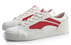 LiNing Wave Slip-Resistant Cushioning Lightweight Low-Top Skateboard Shoes Women's White Red 1 2917781