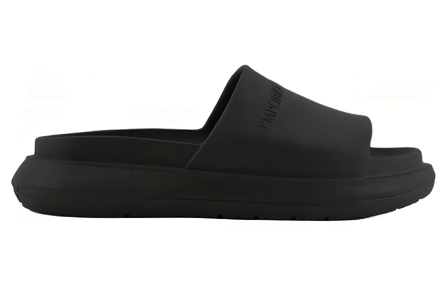 EMPORIO ARMANI Logo-embossed Flatform Slides