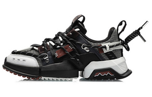 LiNing Cherry Blossom Durable Breathable Low-Top Casual Shoes Unisex Black Gray