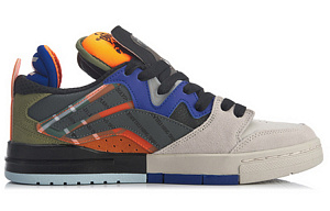 XLARGE x LiNing Coverage Slip Resistant And Abrasion Resistant Low Top Skateboard Shoes Men's Gray Orange 1 2918151