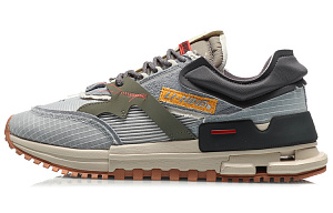 LiNing 001 Slip-Resistant Support Lightweight Low-Top Running Shoes Men's Gray Green Blue